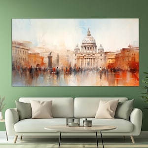 Rome Canvas Print in a Vintage Oil Painting Style, Abstract Rome Wall Art, Rome Painting, Italian Wall Art, Italy Canvas Art