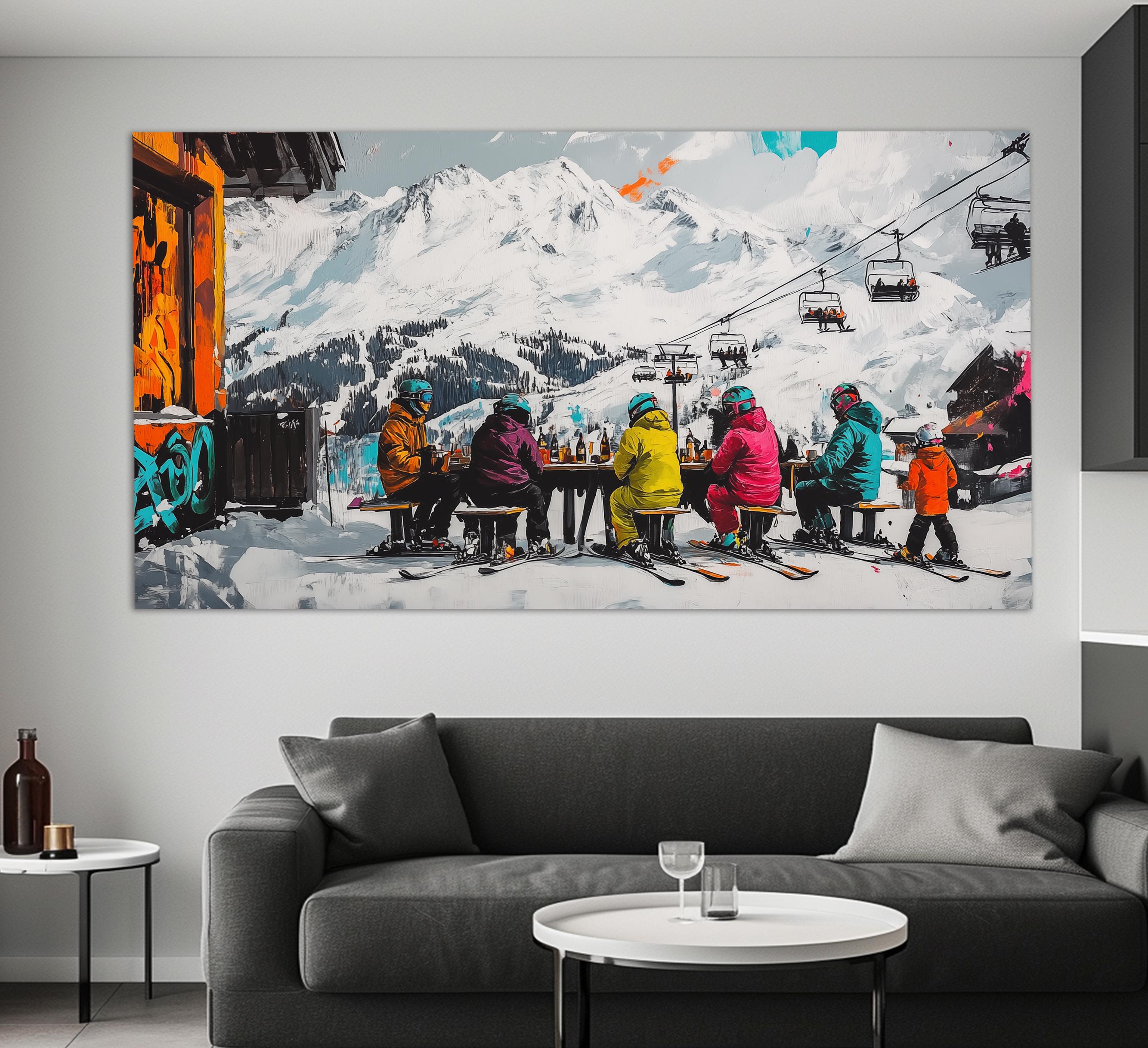 Tableau Mural Station De Ski – Impression Sur Toile 80x60 Cm – Cadre Bois 2 Cm – Déco Montagne, Thème Hiver – Idée Cadeau - 4