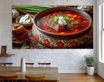 Ukrainian Borscht Canvas Print, Food Wall Art, Kitchen Wall Decor