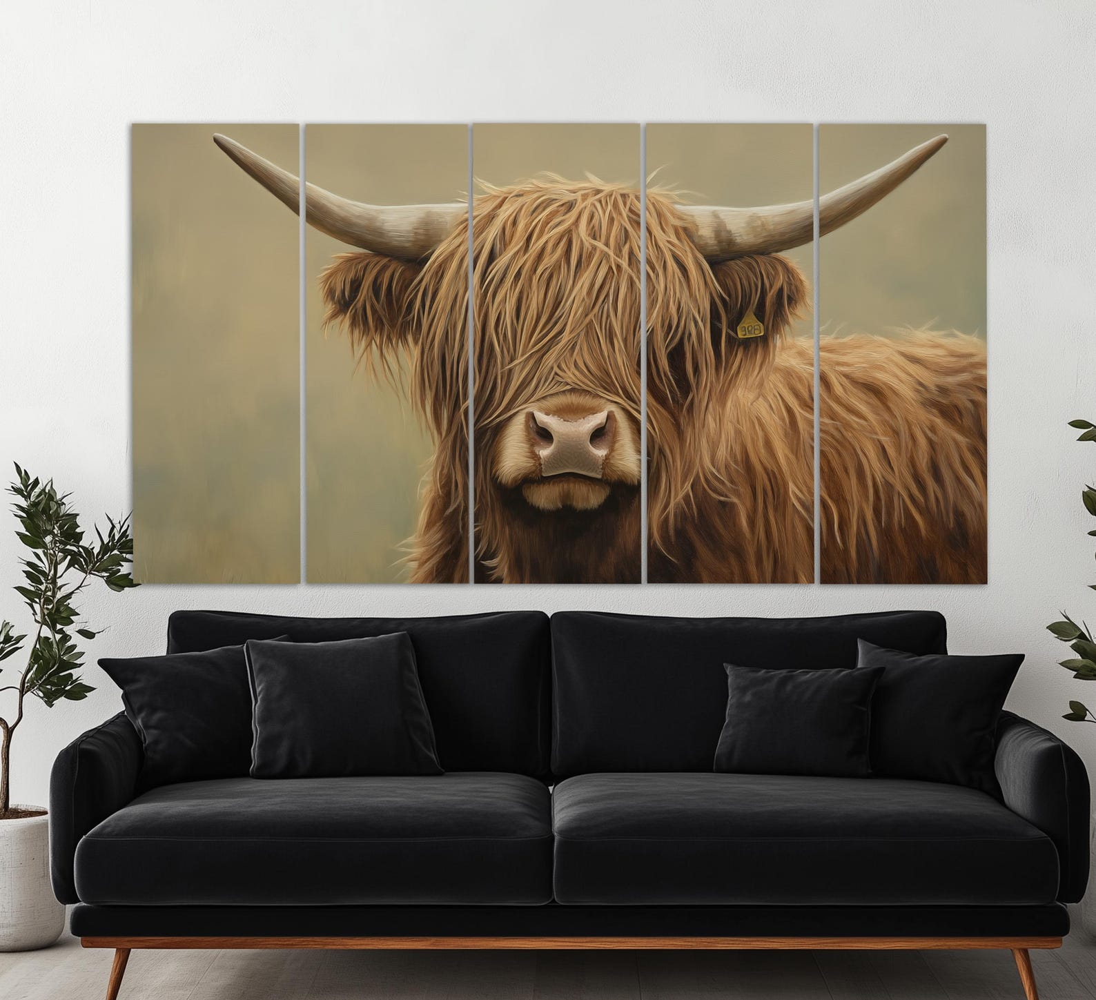 Abstract Highland Cow Canvas Print, Cows Wall Art, Highland Cow ...