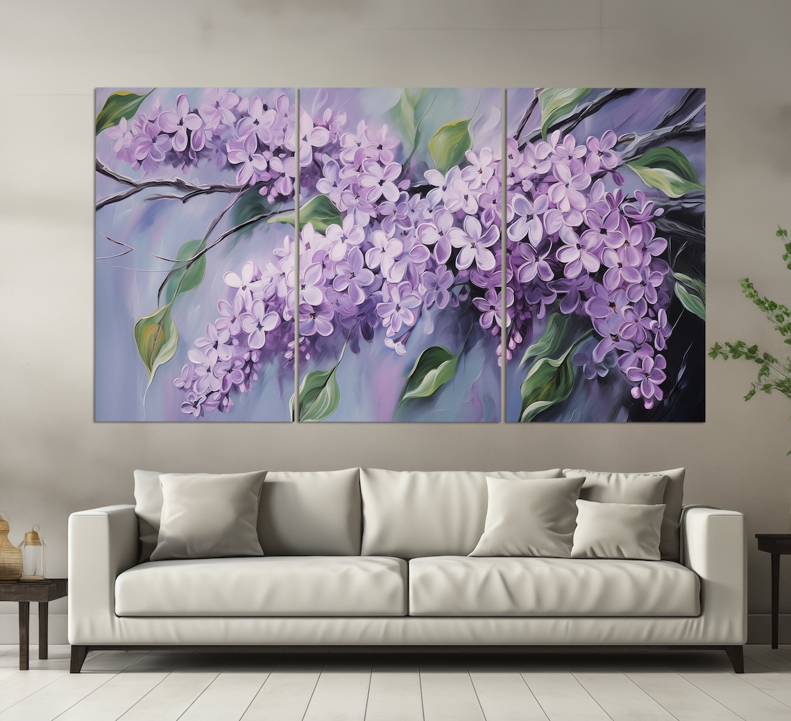Lilac Flowers Canvas Print, Floral Wall Decor, Romantic Wall Art ...