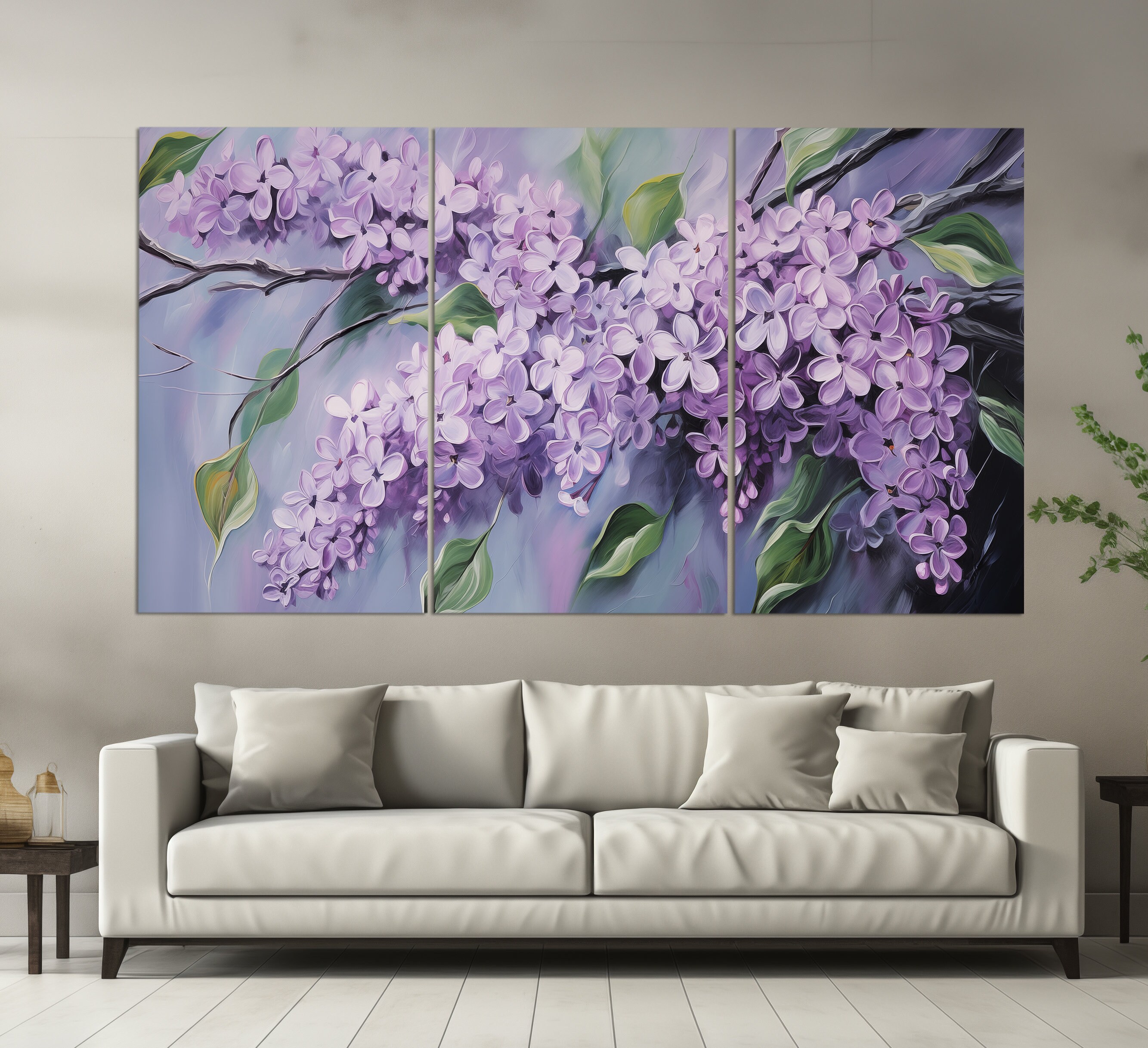 Lilac Flowers Canvas Print, Floral Wall Decor, Romantic Wall Art ...