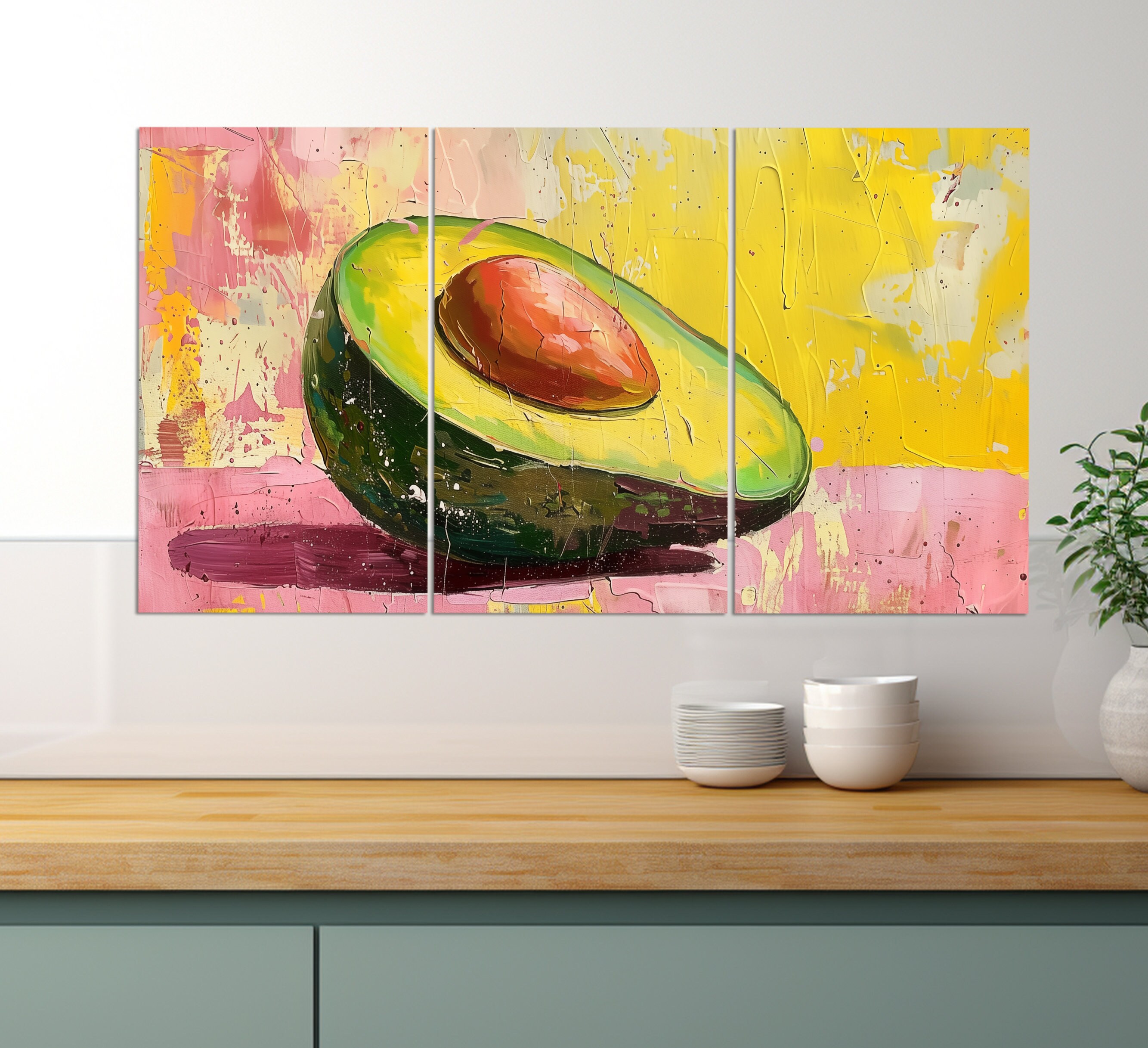 ヴィンテージ油絵スタイルの抽象的なアボカドキャンバスプリント