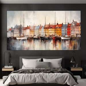 Copenhagen Canvas Print in a Vintage Oil Painting Style, Abstract Copenhagen Wall Art, Copenhagen Painting, Denmark Canvas Art