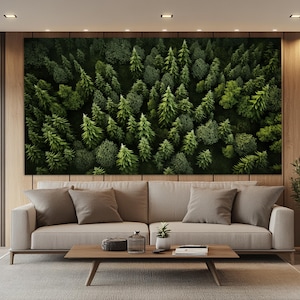 Wald Leinwanddruck, Luftwald Wandkunst, Natur Wand-Dekor, Wald Malerei, Großer Wald Druck, Soft Green Wald Leinwand Kunst