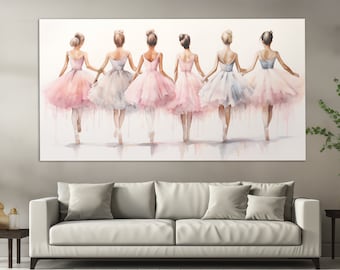 Neutral Colors Ballerinas Canvas Print in an Oil Painting Style, Ballet Wall Art, Abstract Ballet Painting, Ballet Teacher, Ballerina Gift