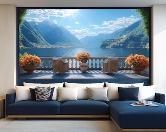 Lake Como, Italy Canvas Print, Italian Wall Decor, Lake Como Poster, Lake Como Wall Art, Lake in Italy Canvas Art