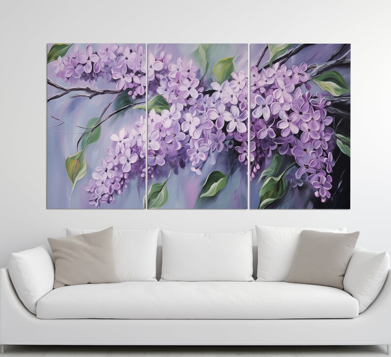 Lilac Flowers Canvas Print, Floral Wall Decor, Romantic Wall Art ...