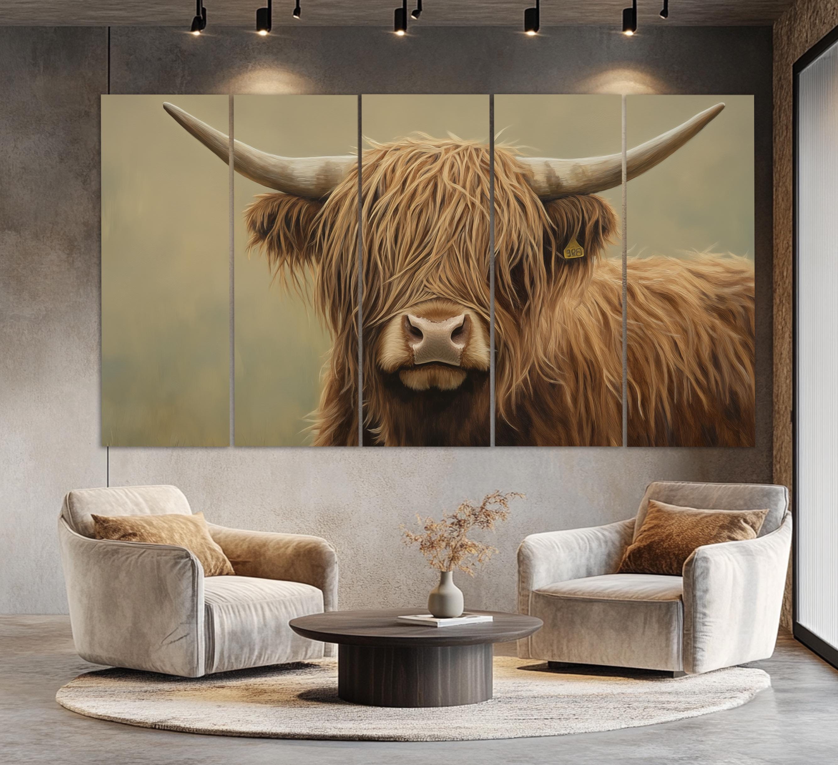 Abstract Highland Cow Canvas Print, Cows Wall Art, Highland Cow ...
