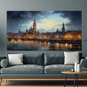 Dresden Canvas Print in a Vintage Oil Painting Style, Abstract Dresden Wall Art, Dresden Painting, Dresden Poster, German Wall Decor