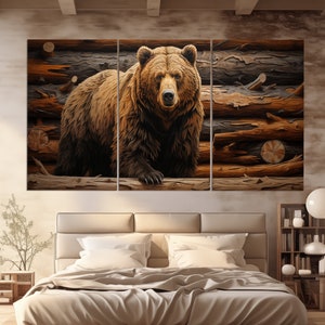 Brown Bear Canvas Print, Grizzly Wall Art, Grizzly Bear Painting, Animals Wall Art, Wild Animals Canvas Print