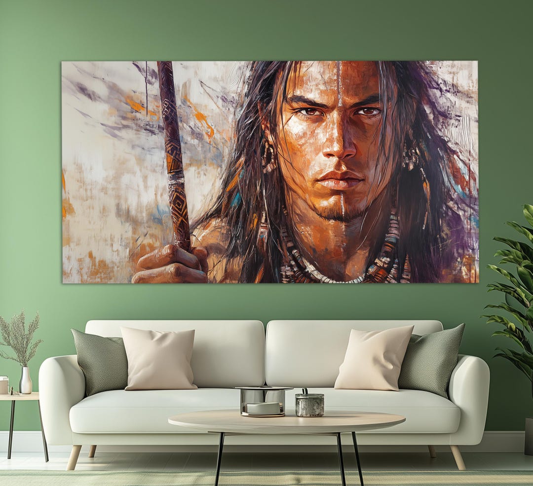 Native American Wall Art, First Nations Warrior Canvas Print, Indian ...