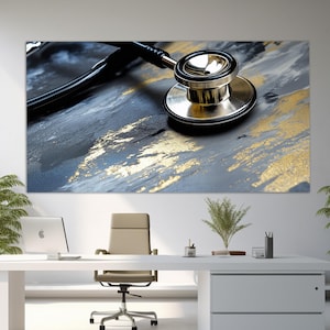 Stethoscope Canvas Print, Medical Wall Art, Therapist Gift, Hospital Wall Decor, Doctor Gift, Stethoscope Painting, Stethoscope Poster