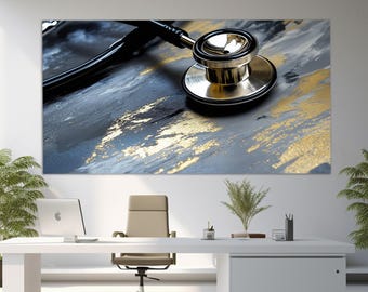 Stethoscope Canvas Print, Medical Wall Art, Therapist Gift, Hospital Wall Decor, Doctor Gift, Stethoscope Painting, Stethoscope Poster