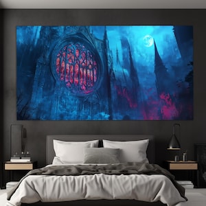 Gothic Cathedral Canvas Print, Gothic Wall Art, Gothic Castle Painting, Gothic Wall Decor, Gothic Cathedral Wall Art