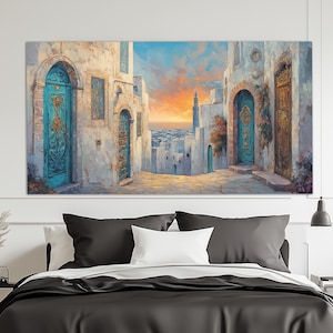 Streets of Tunis Painting Canvas Print, Tunis Painting, Tunisia Wall Art, Tunisia Wall Decor, Tunisia Canvas Print, Tunis Downtown