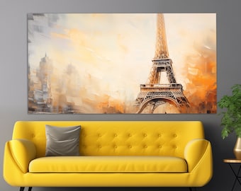 Eiffel Tower Canvas Print in a Vintage Oil Painting Style, Abstract Eiffel Tower Wall Art, Eiffel Tower Painting, France Canvas Art