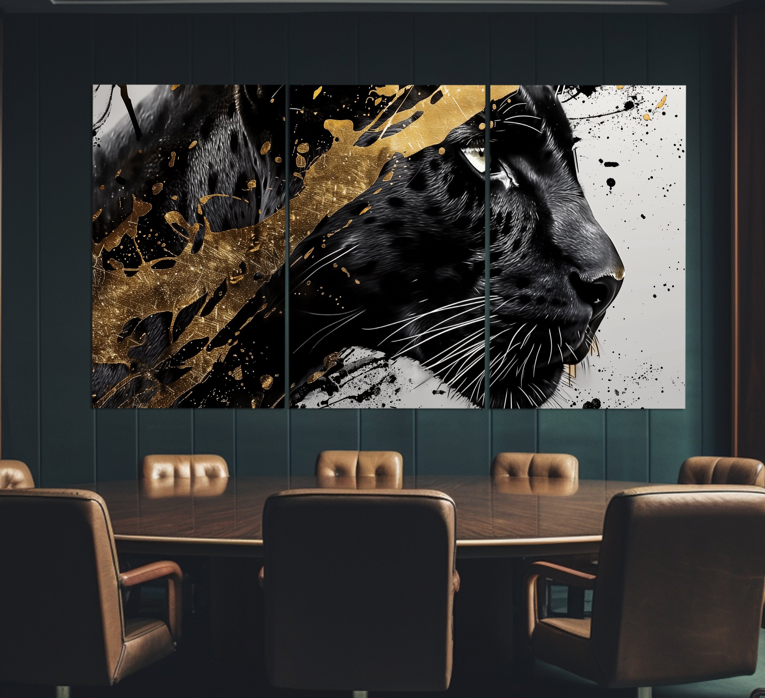 Black Panther Abstract Canvas Print, Panthers Wall Art, Luxury Interior ...