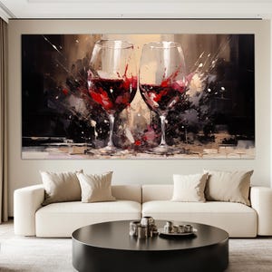 Wine Canvas Wall Art, Abstract Red Wine Glasses Canvas Print, Kitchen Wall Decor, Wine Painting, Winery Wall Decor, Restaurant Decor
