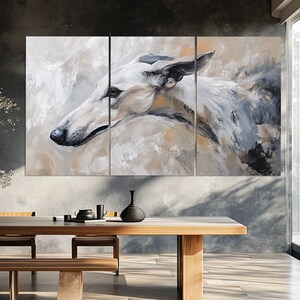 Stampa su tela di levriero in stile vintage a olio, stampa murale canina, stampa murale astratta di levriero, poster retrò di levriero immagine 2