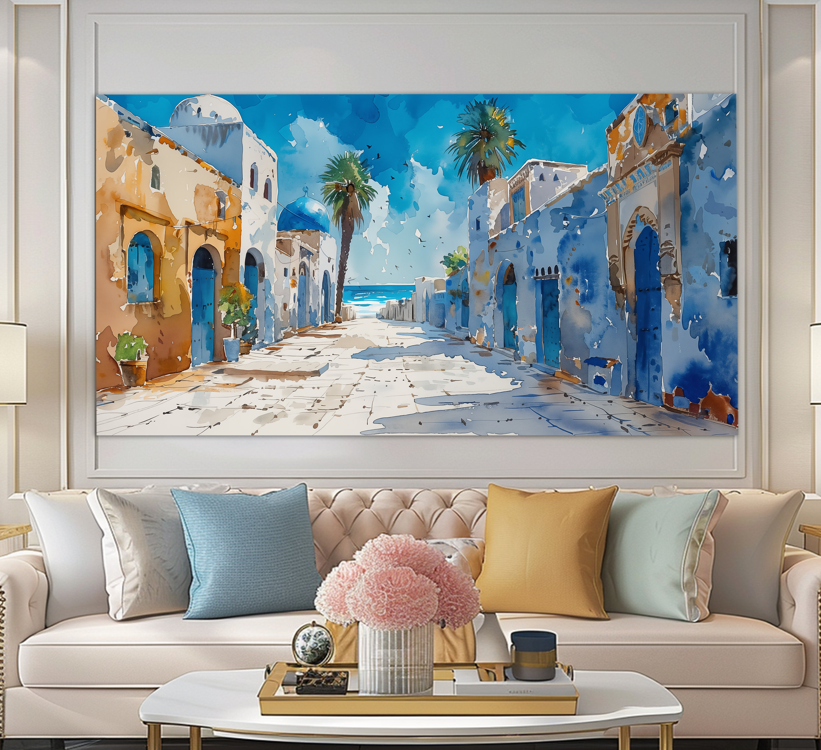 Medina of Tunis Painting Canvas Print, Tunis Painting, Tunisia
