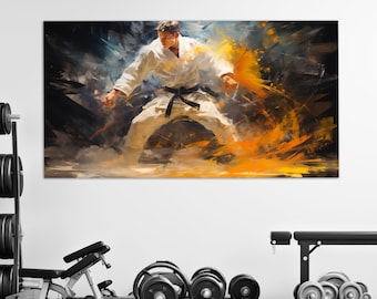 Tableau Encadré Sur Toile Art Martial Aïkido - Décoration Pour Dojo, Salon Ou Bureau