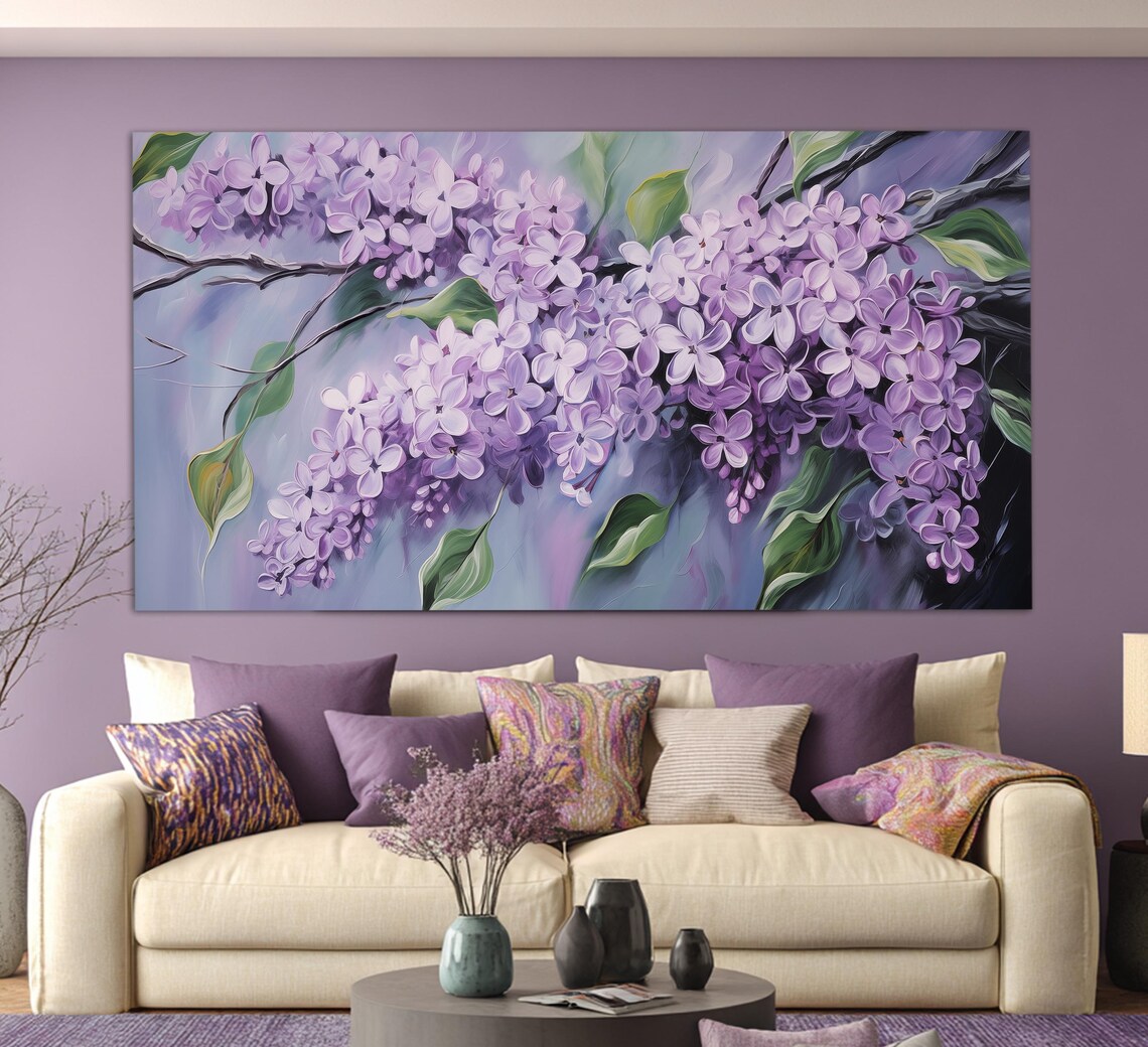 Lilac Flowers Canvas Print, Floral Wall Decor, Romantic Wall Art ...