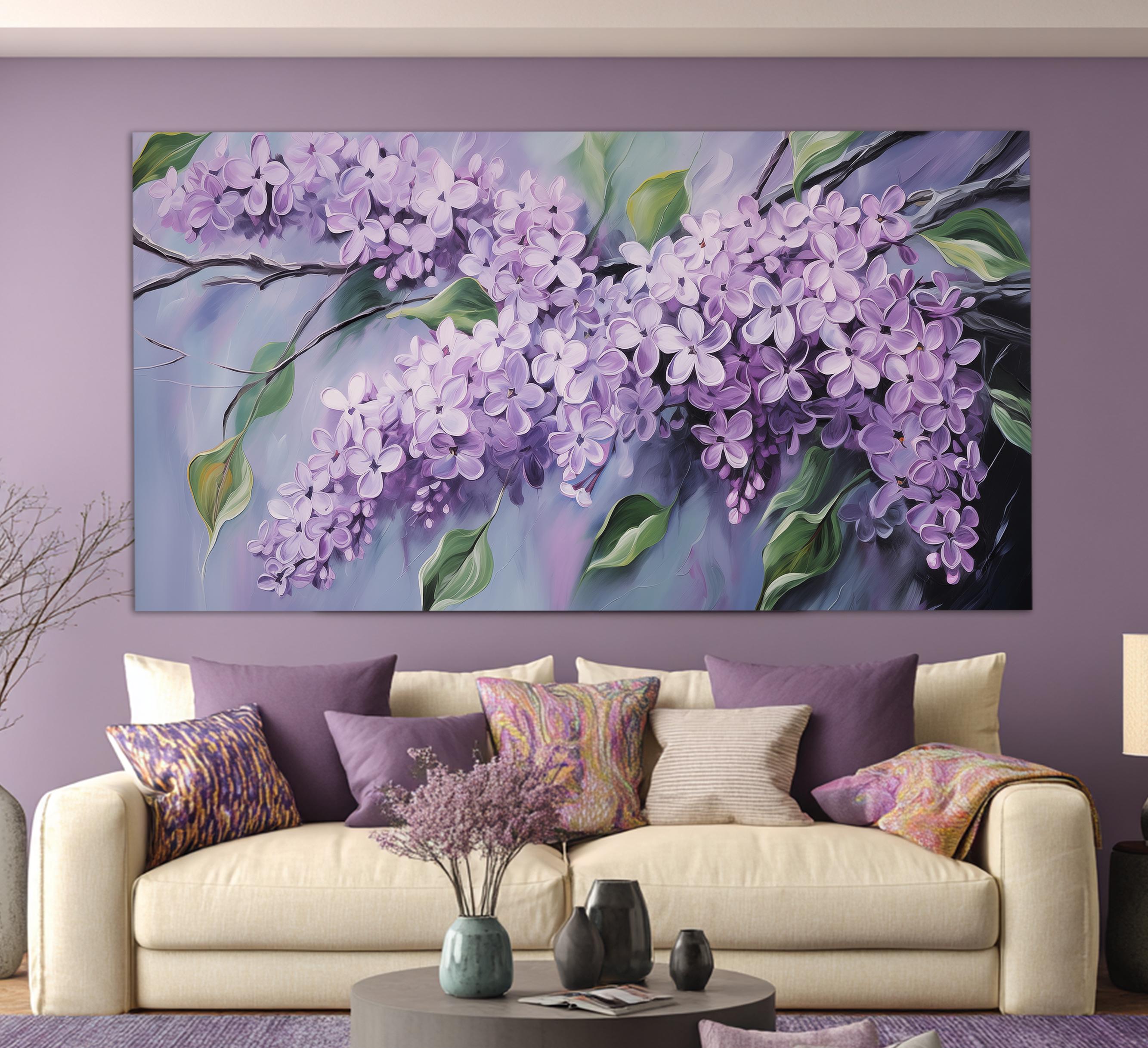 Lilac Flowers Canvas Print, Floral Wall Decor, Romantic Wall Art ...