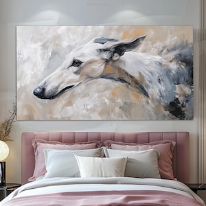 Stampa su tela di levriero in stile vintage a olio, stampa murale canina, stampa murale astratta di levriero, poster retrò di levriero immagine 4