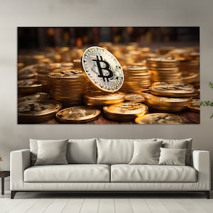 Bitcoin Canvas Print, Bitcoin Wall Art, Bitcoin Poster, Crypto Wall Art, Crypto Trader Gift, Bitcoin Painting, Crypto Office Wall Decor