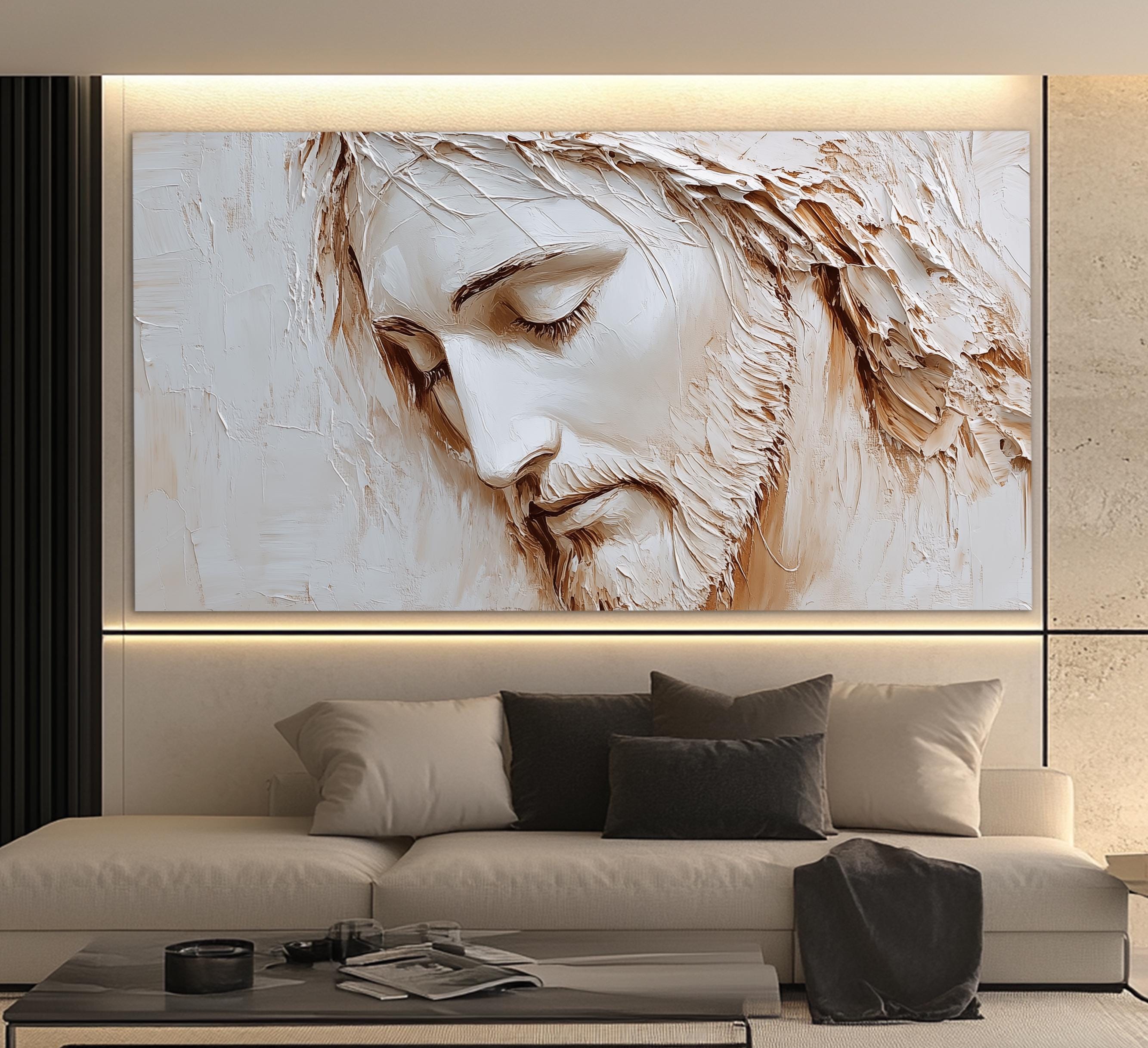 Abstract Jesus Christ Canvas Print, Minimalist Jesus Wall Art ...