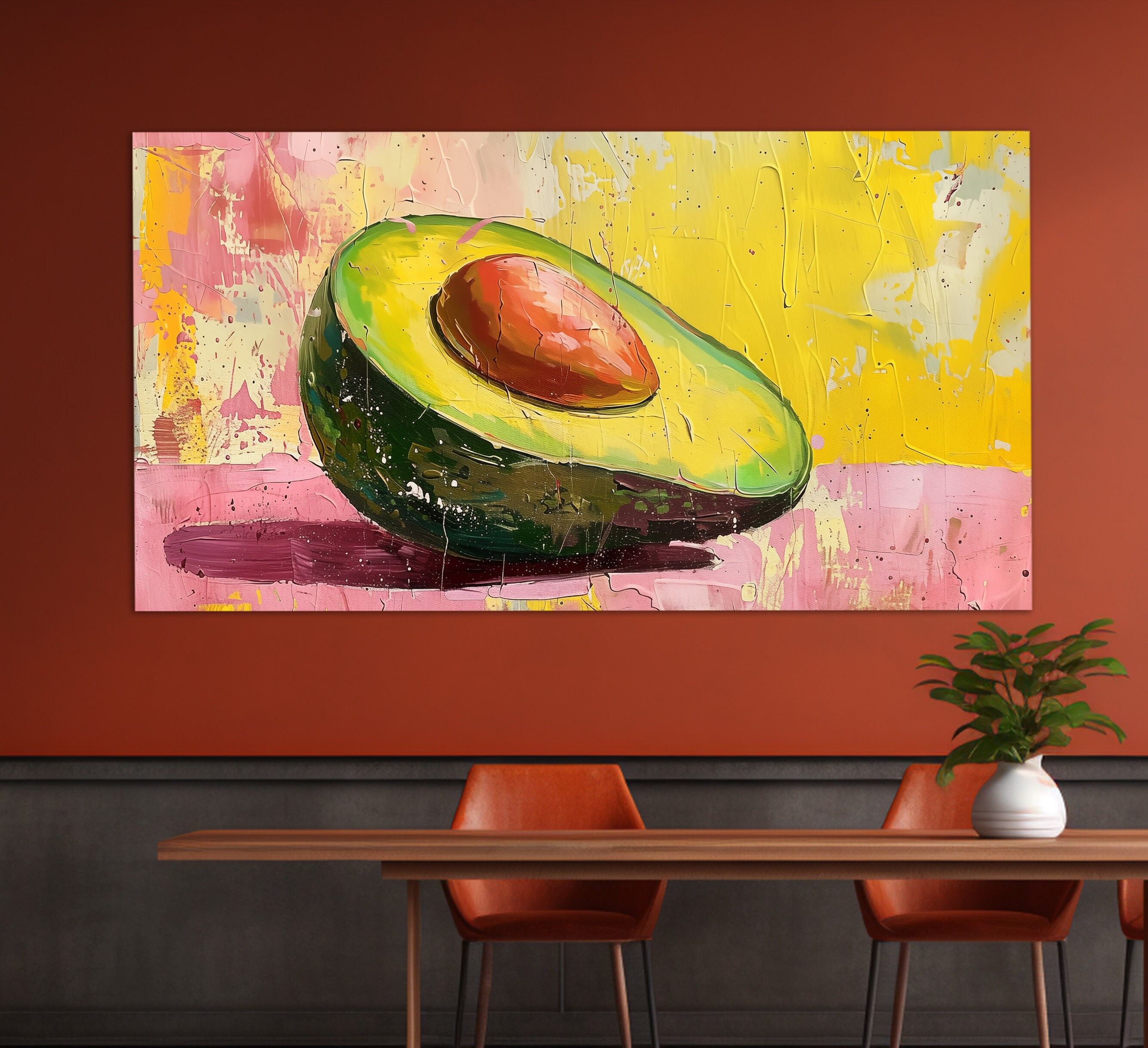 ヴィンテージ油絵スタイルの抽象的なアボカドキャンバスプリント