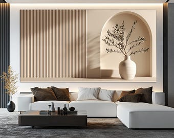 Minimalist Japandi Style Canvas Print, Contemporary Wall Art, Boho Wall Decor, Wabi Sabi Japandi Neutral Wall Decor