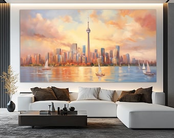 Abstract Toronto Canvas Print in a Vintage Oil Painting Style, Toronto Wall Art, Canada Painting, Toronto Poster, Canada Canvas Art