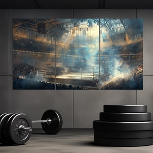 Large Boxing Arena Canvas Print, Boxing Ring Painting, Gym Wall Decor, Boxing Canvas Wall Art, MMA Wall Art, Boxer Gift, MMA Gym Decor