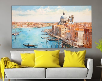 Venice Canvas Print in a Vintage Oil Painting Style, Abstract Venice Wall Art, Venice Painting, Italian Wall Art, Italy Canvas Art