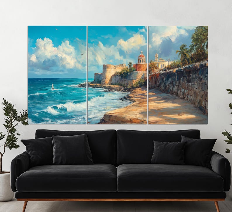 Old San Juan Canvas Print, Puerto Rico Painting, Old San Juan Wall Art ...