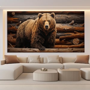 Brown Bear Canvas Print, Grizzly Wall Art, Grizzly Bear Painting, Animals Wall Art, Wild Animals Canvas Print