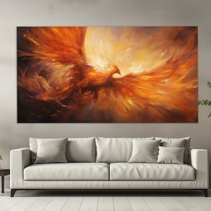 Phoenix Bird Canvas Print in a Vintage Oil Painting Style, Mythology Wall Art, Phoenix Painting, Phoenix Poster, Phoenix Print