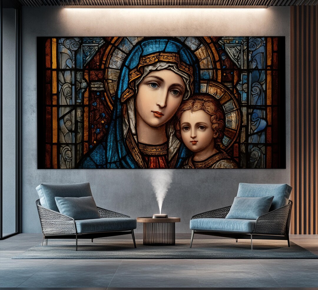 The Virgin Mary and Jesus Canvas Print, Religious Wall Art - Etsy