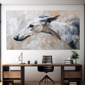 Stampa su tela di levriero in stile vintage a olio, stampa murale canina, stampa murale astratta di levriero, poster retrò di levriero immagine 5