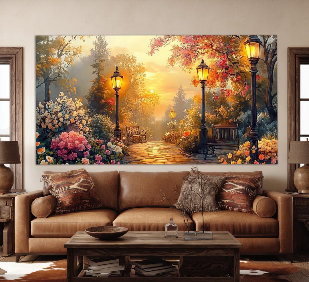 Scenic Park in Provence, France Canvas Print in a Vintage Oil Painting ...