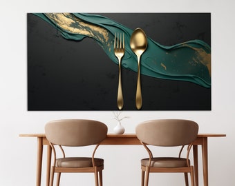 Abstract Cutlery Canvas Print, Cutlery Wall Art, Dining Room Wall Decor, Restaurant Decor, Kitchen Wall Decor, Fork and Spoon Wall Art