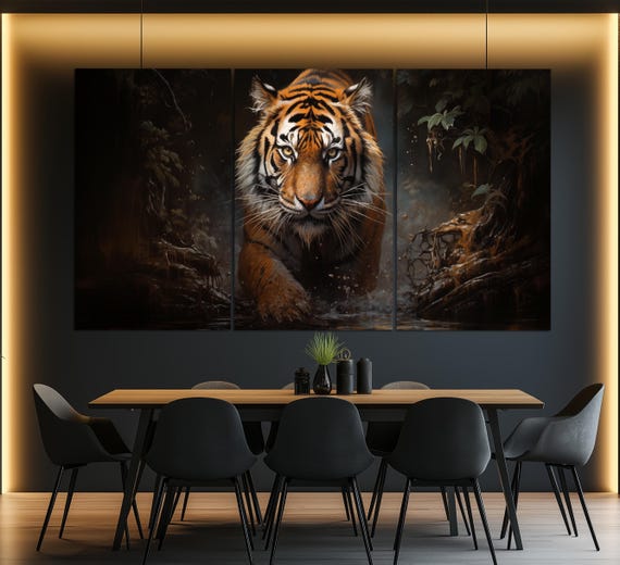 虎のキャンバスプリント、虎の壁アート、虎の絵画、動物の壁装飾、動物