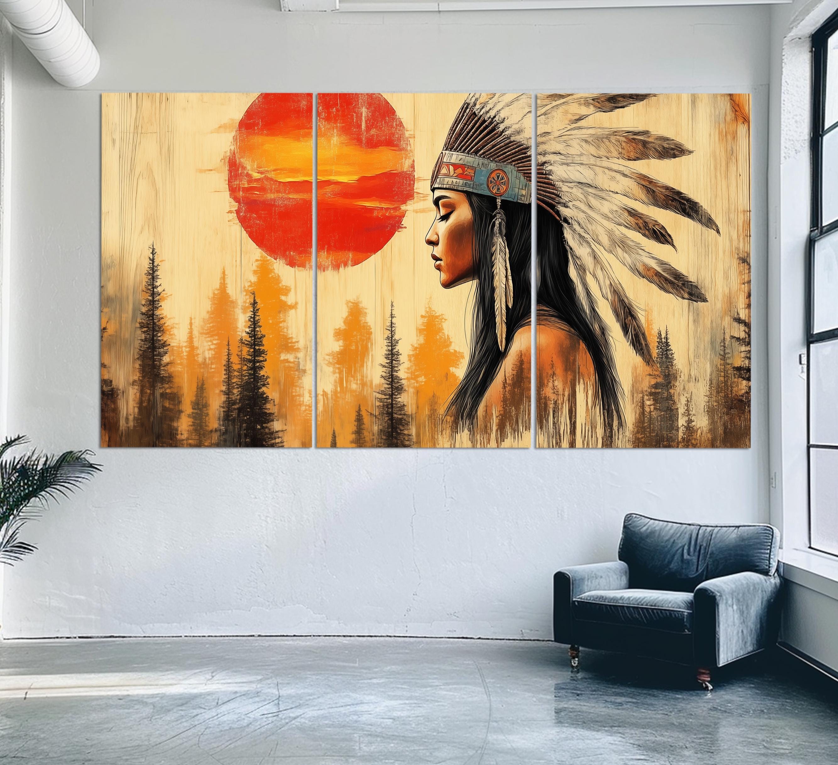 Beautiful Native American Woman Canvas Print in an Oil Painting Style ...