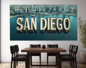 San Diego Sign Canvas Print, Abstract San Diego Wall Art, San Diego Skyline, San Diego Office Wall Decor, San Diego Sign Poster
