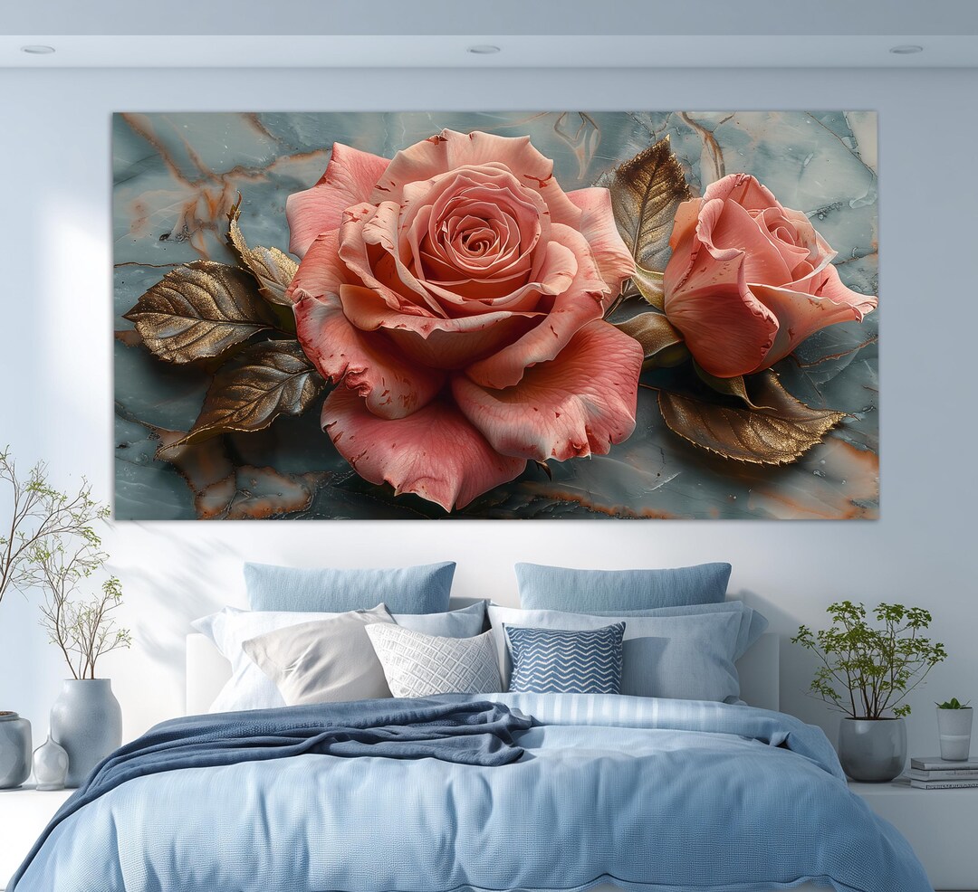 Pink Roses Canvas Print, Floral Wall Decor - Etsy