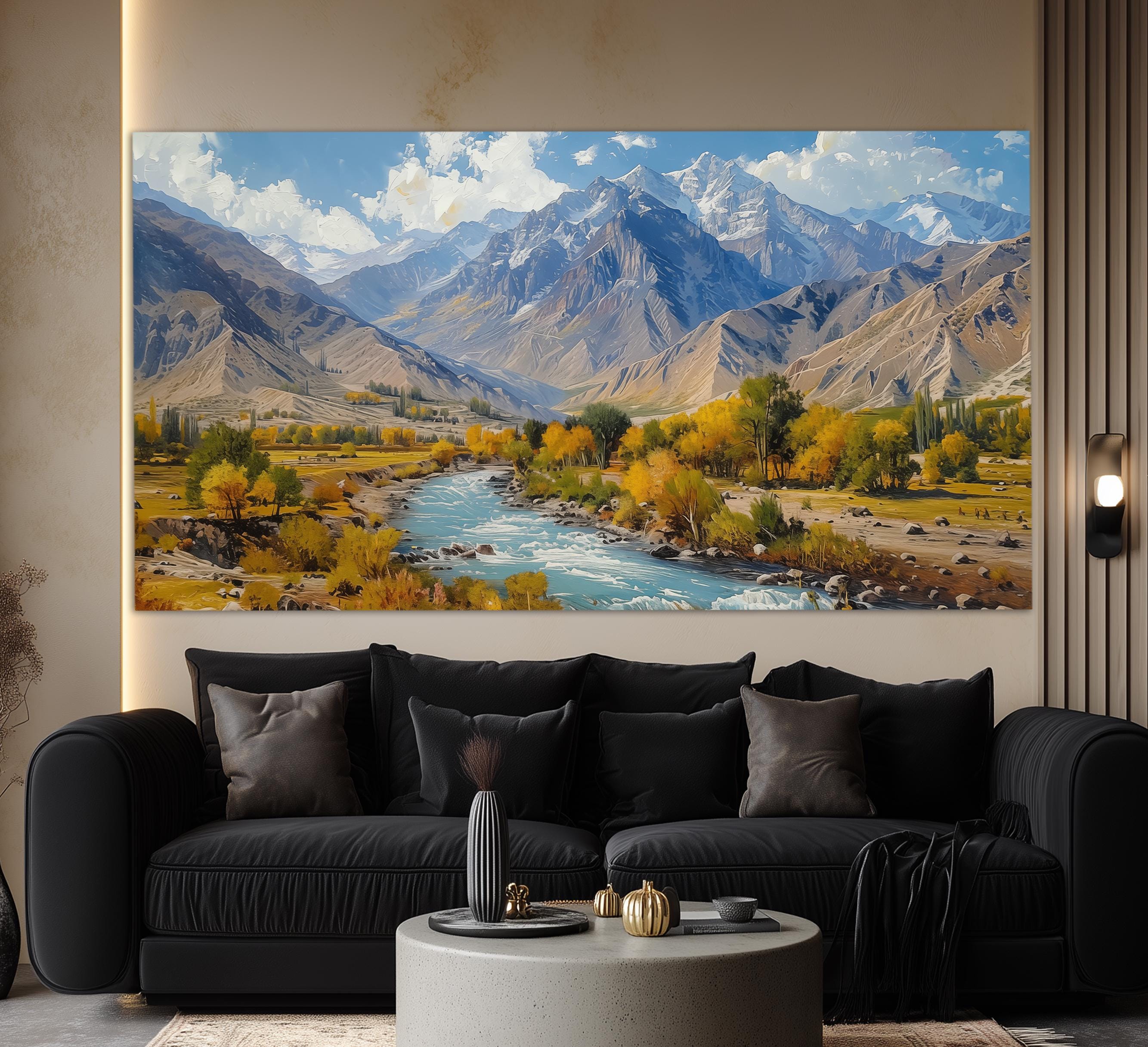 Tableau Sur Toile Abstrait – Grand Format 200x100 Cm, Pret à Accrocher