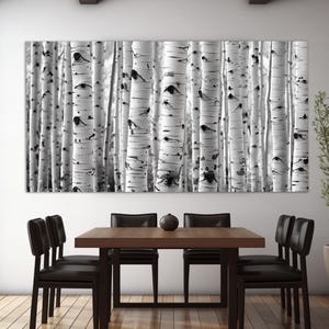 White Birch Trees Forest Canvas Print, Abstract Forest Wall Art, Birch Wall Art, Birch Trees Painting, Birch Grove Canvas Print