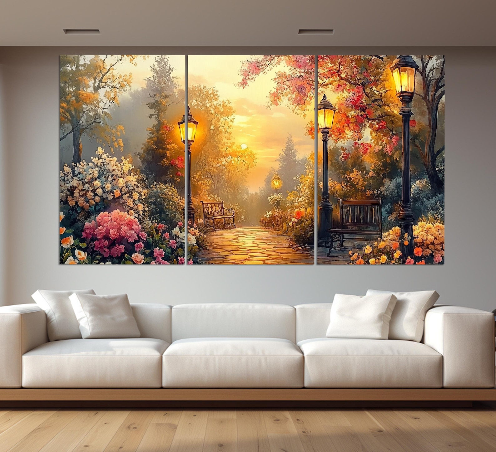 Scenic Park in Provence, France Canvas Print in a Vintage Oil Painting ...